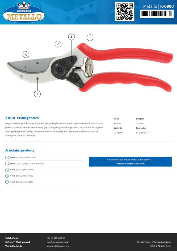 K-0800 - Pruning shears - Keizerskroon Metallo